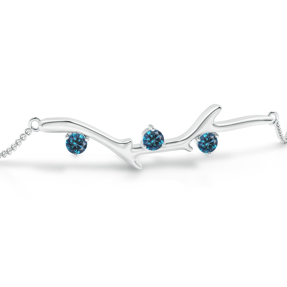 3mm AAA Nature Inspired Round Blue Diamond Tree Branch Bracelet in White Gold side 199