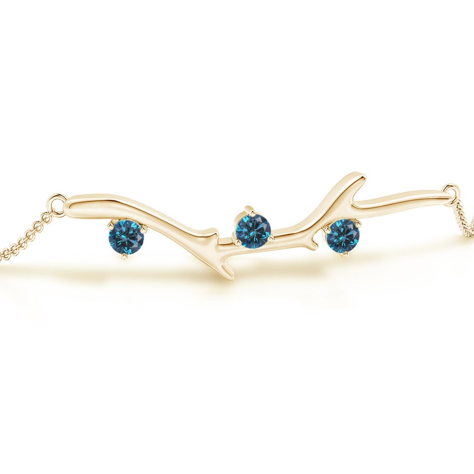 3mm AAA Nature Inspired Round Blue Diamond Tree Branch Bracelet in Yellow Gold side 199