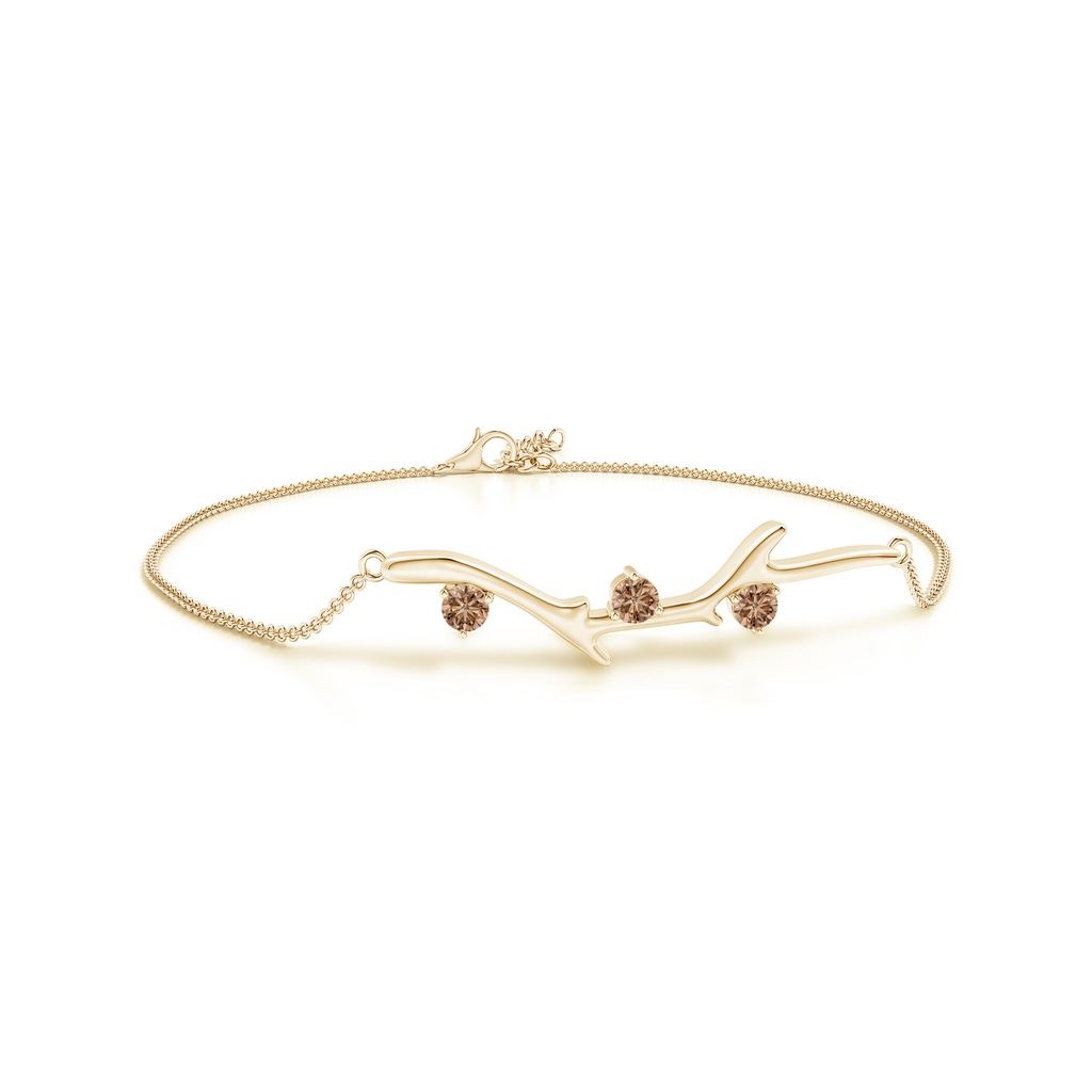 3mm AAA Nature Inspired Round Coffee Diamond Tree Branch Bracelet in Yellow Gold