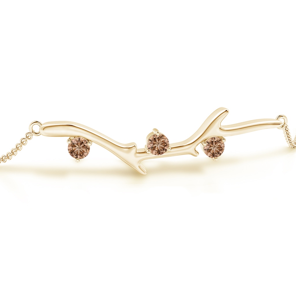 3mm AAA Nature Inspired Round Coffee Diamond Tree Branch Bracelet in Yellow Gold Side 199
