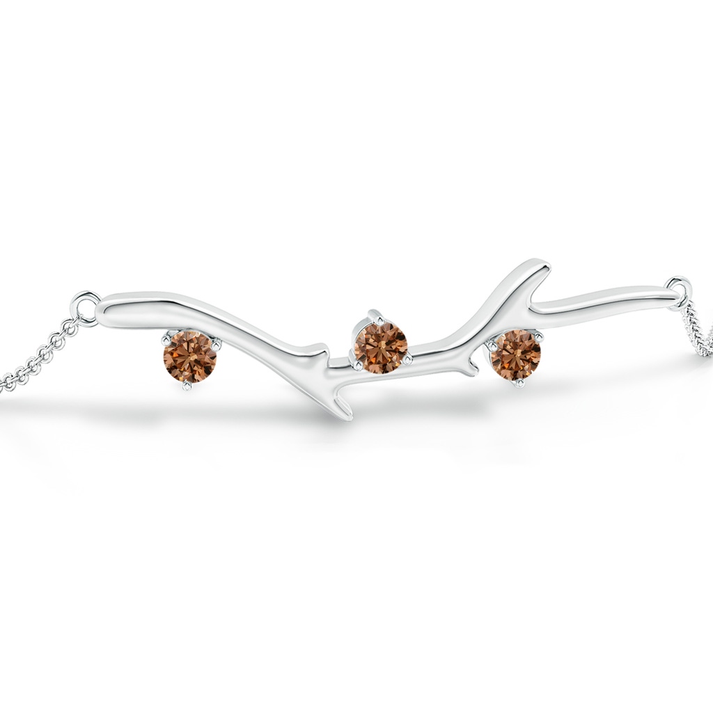 3mm AAAA Nature Inspired Round Coffee Diamond Tree Branch Bracelet in P950 Platinum - Side 199