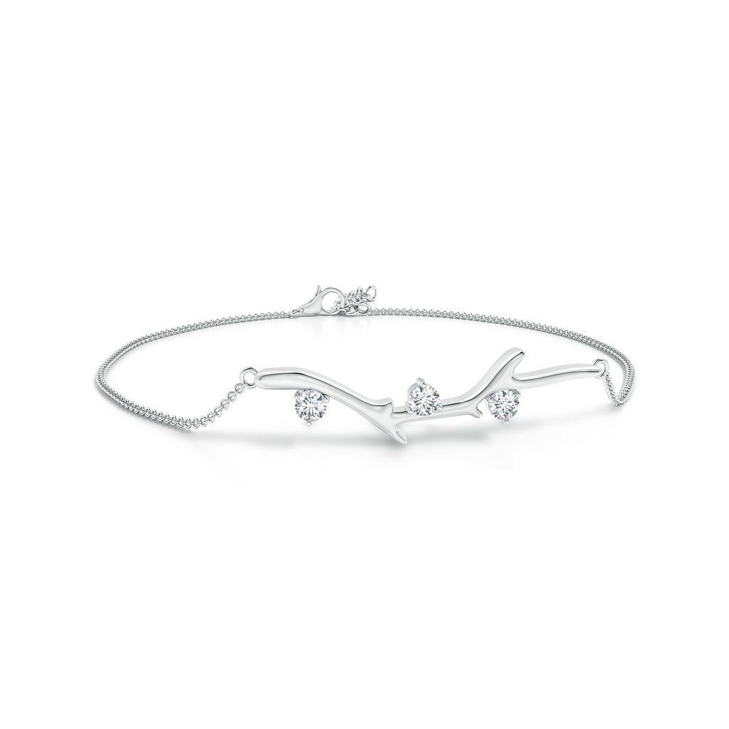 3mm GVS2 Nature Inspired Round Diamond Tree Branch Bracelet in 18K White Gold