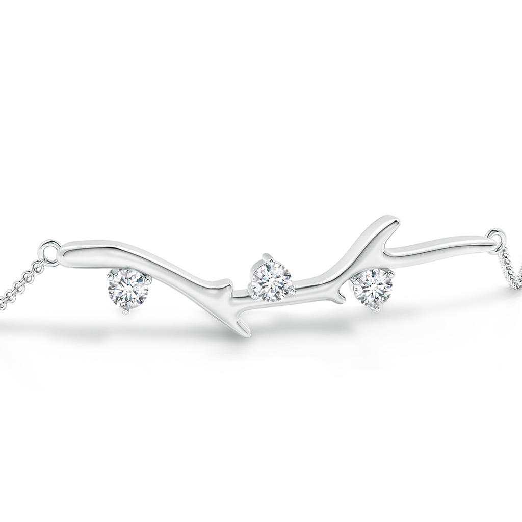 3mm GVS2 Nature Inspired Round Diamond Tree Branch Bracelet in 18K White Gold - side 199