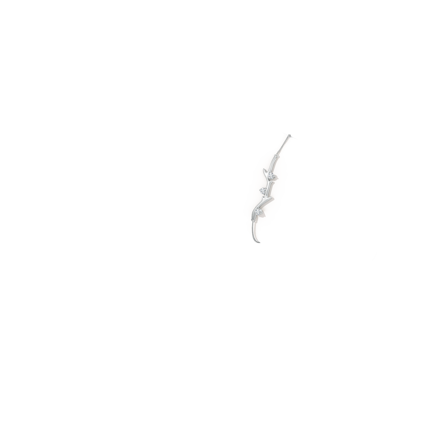 3mm GVS2 Nature Inspired Round Diamond Tree Branch Bracelet in 18CT White Gold - body_arm