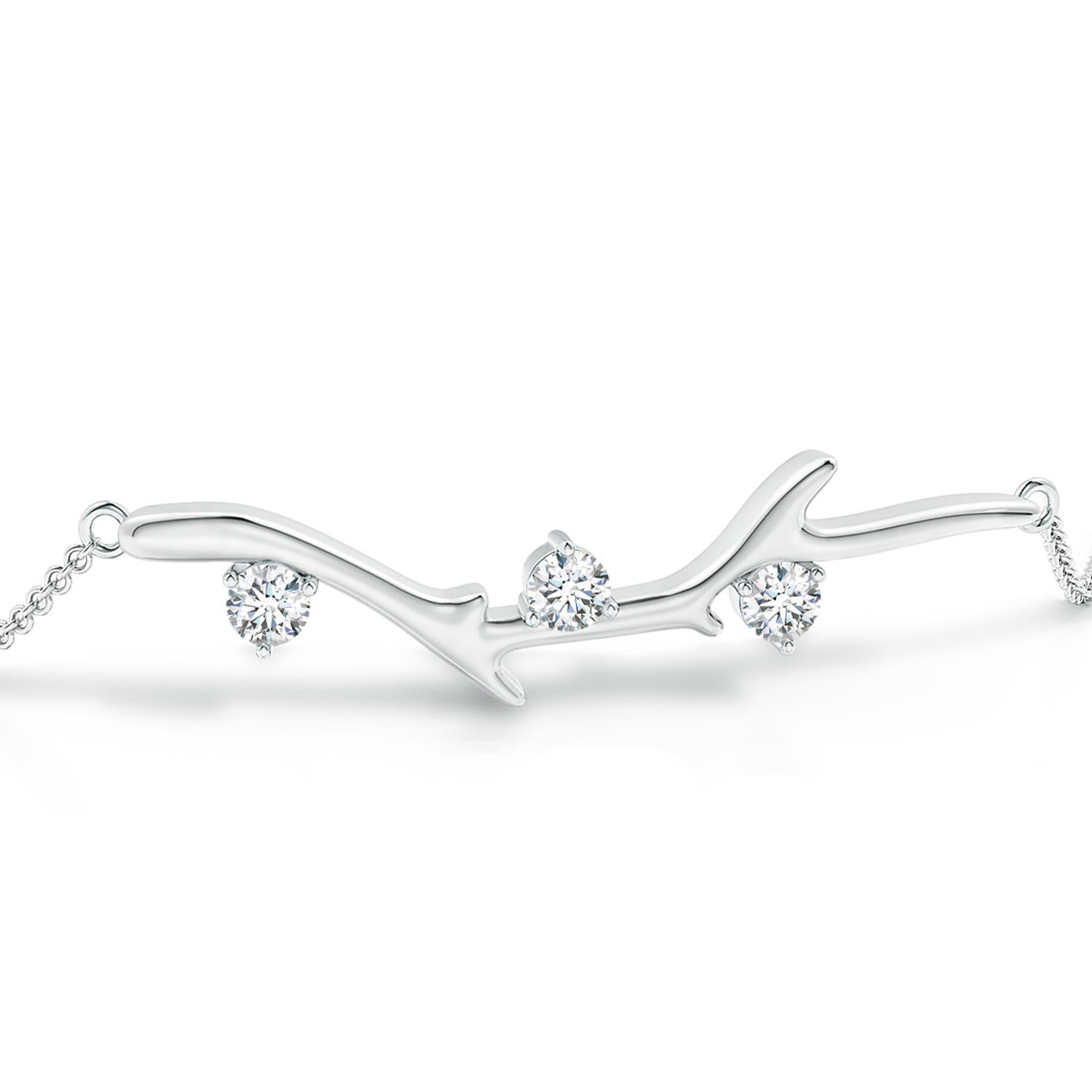 3mm GVS2 Nature Inspired Round Diamond Tree Branch Bracelet in P950 Platinum - side 2