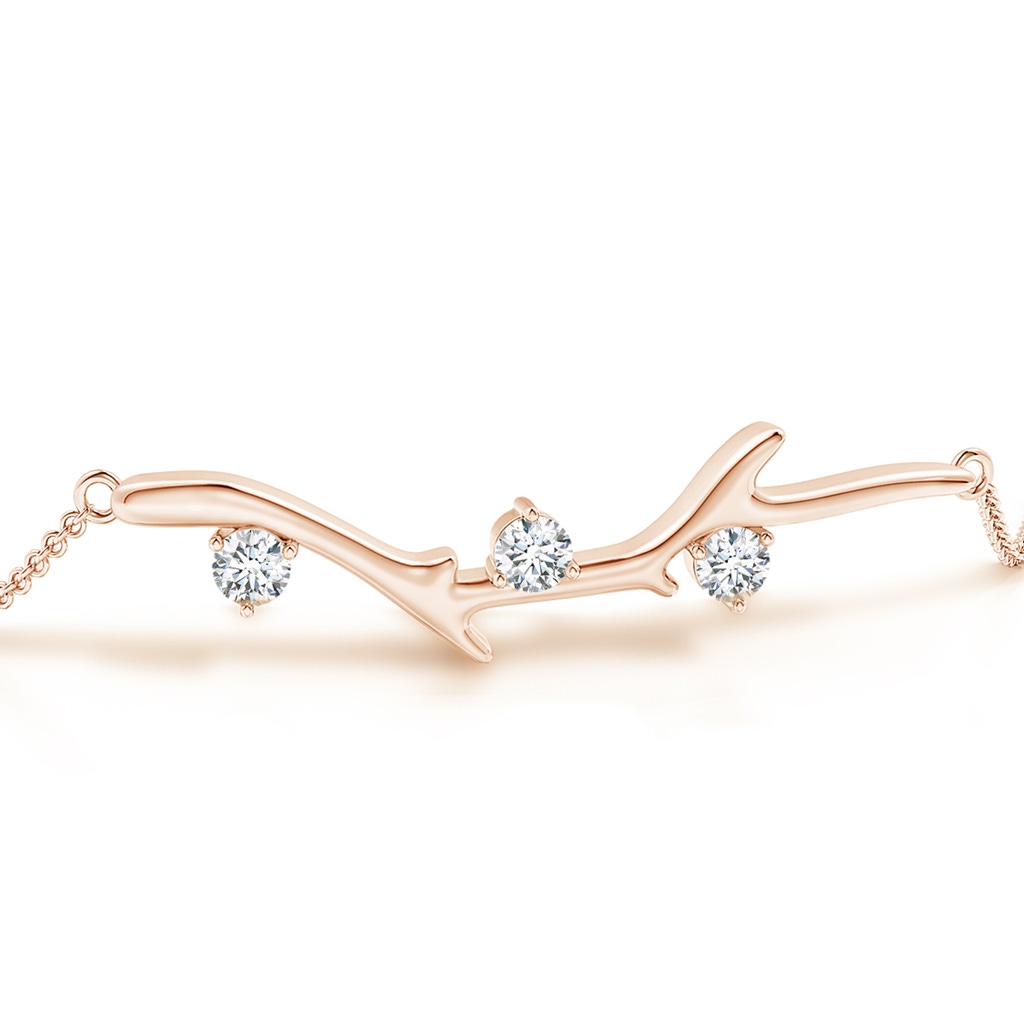 3mm GVS2 Nature Inspired Round Diamond Tree Branch Bracelet in Rose Gold - side 199