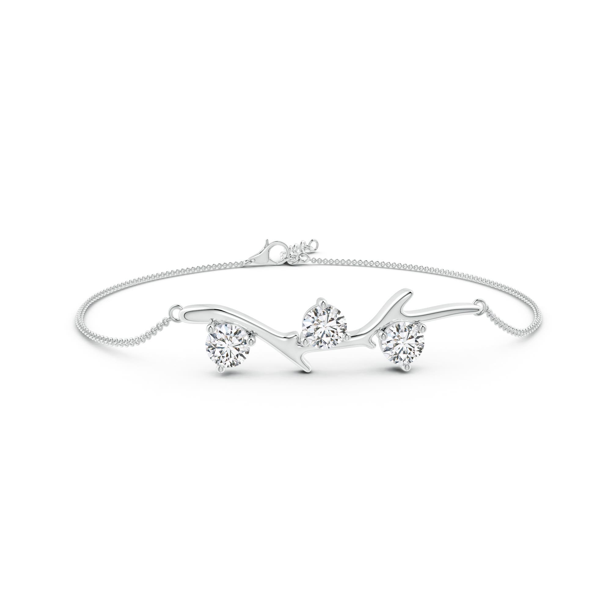 5.1mm HSI2 Nature Inspired Round Diamond Tree Branch Bracelet in 18K White Gold