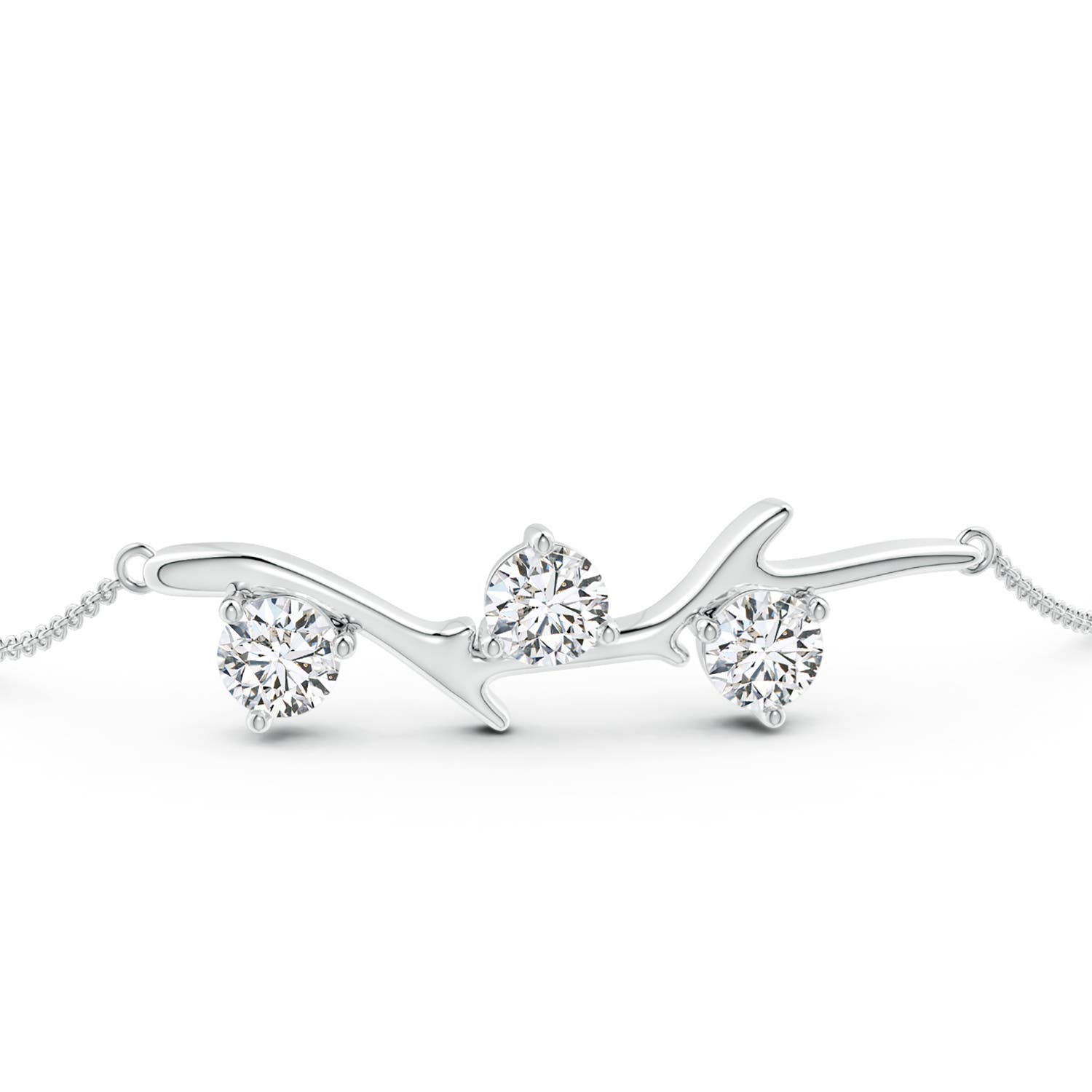 5.1mm HSI2 Nature Inspired Round Diamond Tree Branch Bracelet in 18K White Gold