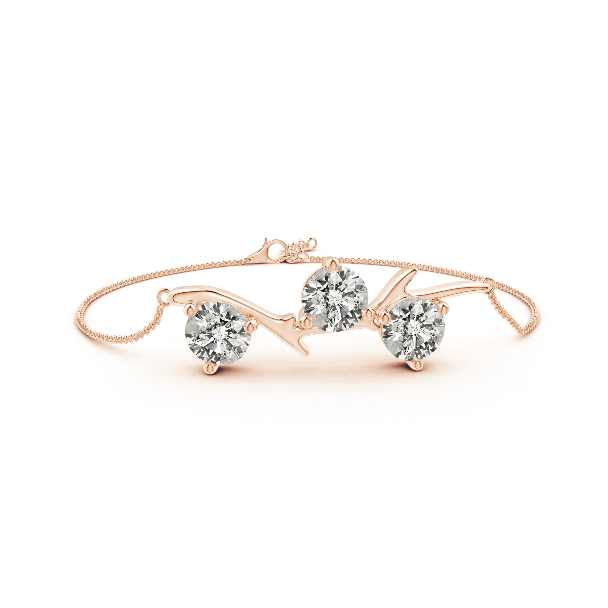 7.4mm KI3 Nature Inspired Round Diamond Tree Branch Bracelet in 18CT Rose Gold