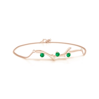 3mm AAA Nature Inspired Round Emerald Tree Branch Bracelet in 9K Rose Gold