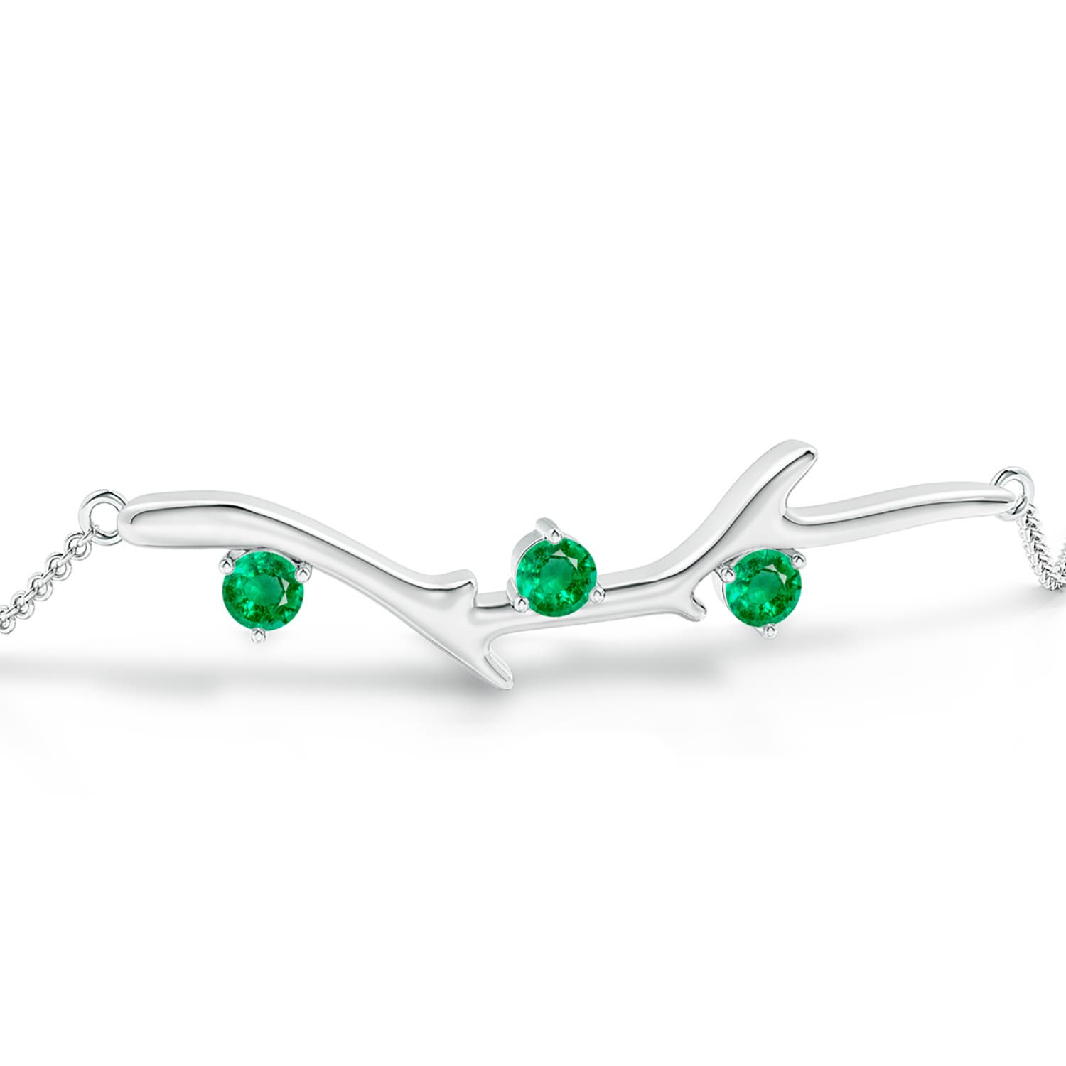 3mm AAA Nature Inspired Round Emerald Tree Branch Bracelet in P950 Platinum