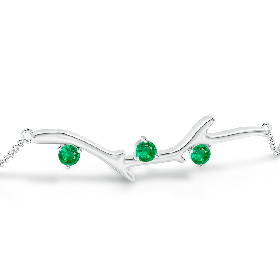 3mm AAA Nature Inspired Round Emerald Tree Branch Bracelet in White Gold side 199