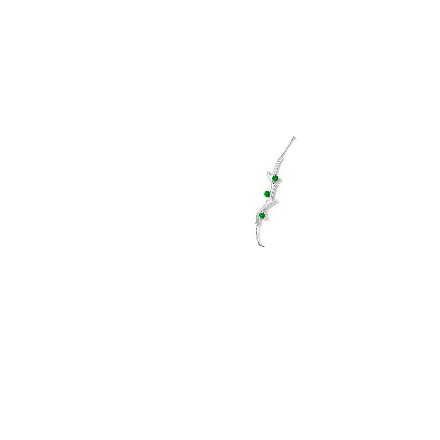 3mm AAAA Nature Inspired Round Emerald Tree Branch Bracelet in 18CT White Gold - body_arm