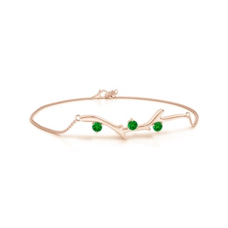 3mm AAAA Nature Inspired Round Emerald Tree Branch Bracelet in 9K Rose Gold