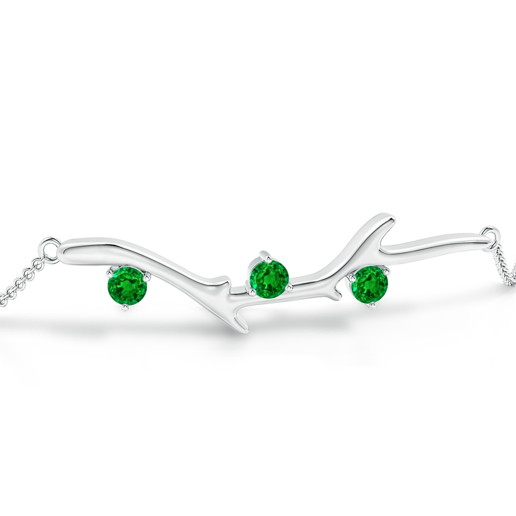 3mm AAAA Nature Inspired Round Emerald Tree Branch Bracelet in P950 Platinum Side 199