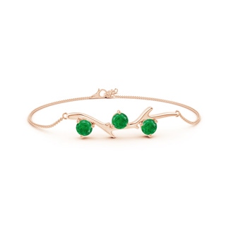 5mm AA Nature Inspired Round Emerald Tree Branch Bracelet in Rose Gold