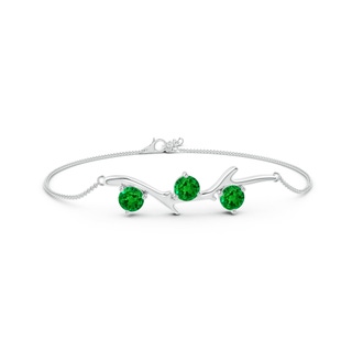 5mm AAAA Nature Inspired Round Emerald Tree Branch Bracelet in P950 Platinum