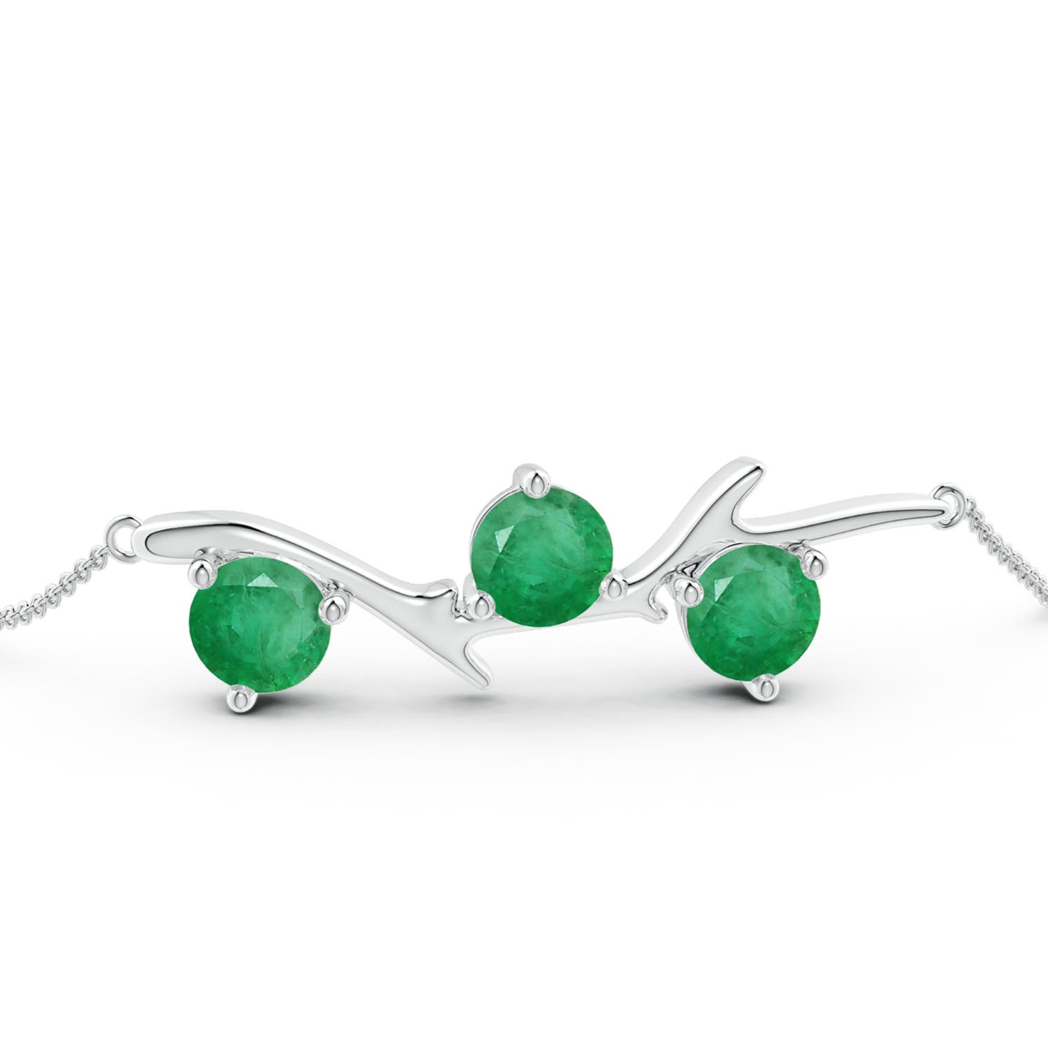 6mm A Nature Inspired Round Emerald Tree Branch Bracelet in P950 Platinum