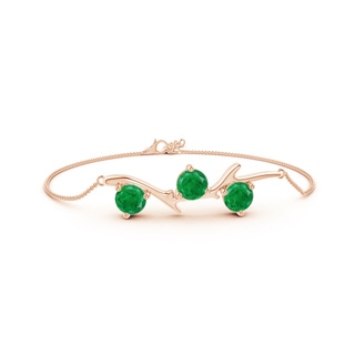 6mm AA Nature Inspired Round Emerald Tree Branch Bracelet in 9K Rose Gold