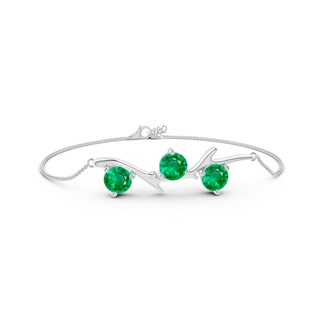 6mm AAA Nature Inspired Round Emerald Tree Branch Bracelet in P950 Platinum