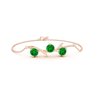 6mm AAAA Nature Inspired Round Emerald Tree Branch Bracelet in 9K Rose Gold