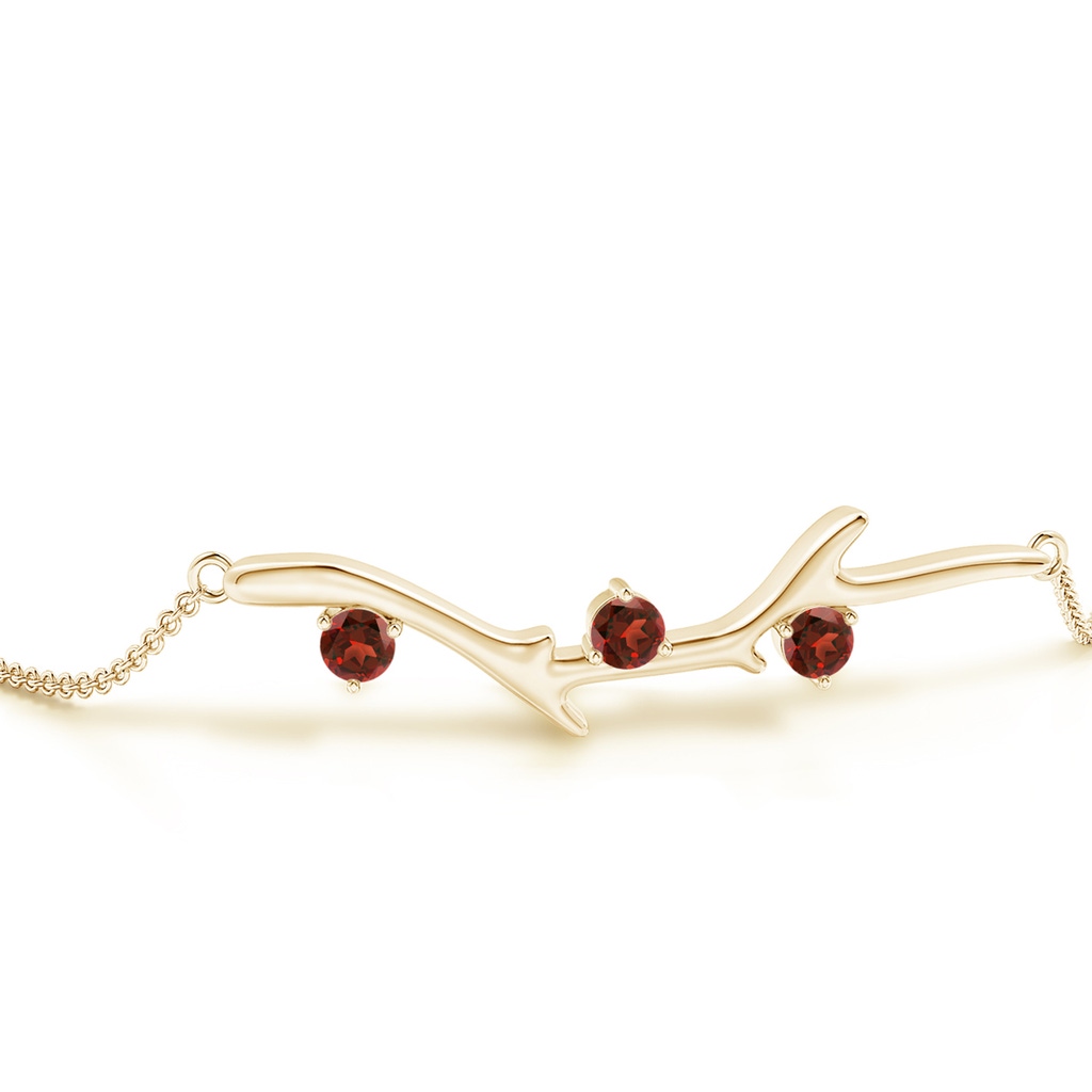 3mm AAAA Nature Inspired Round Garnet Tree Branch Bracelet in Yellow Gold Side-1