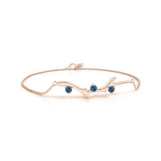 3mm A Nature Inspired Round London Blue Topaz Tree Branch Bracelet in Rose Gold