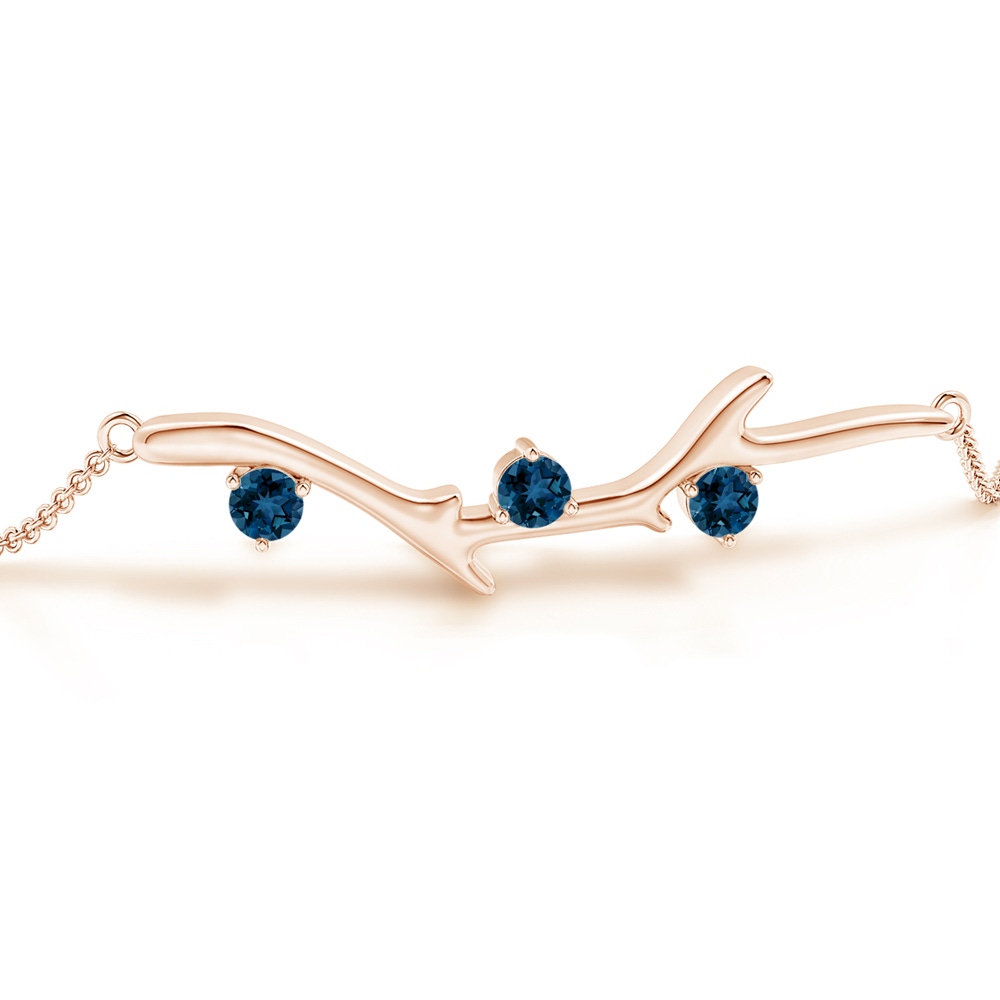 3mm AAA Nature Inspired Round London Blue Topaz Tree Branch Bracelet in Rose Gold - side 1