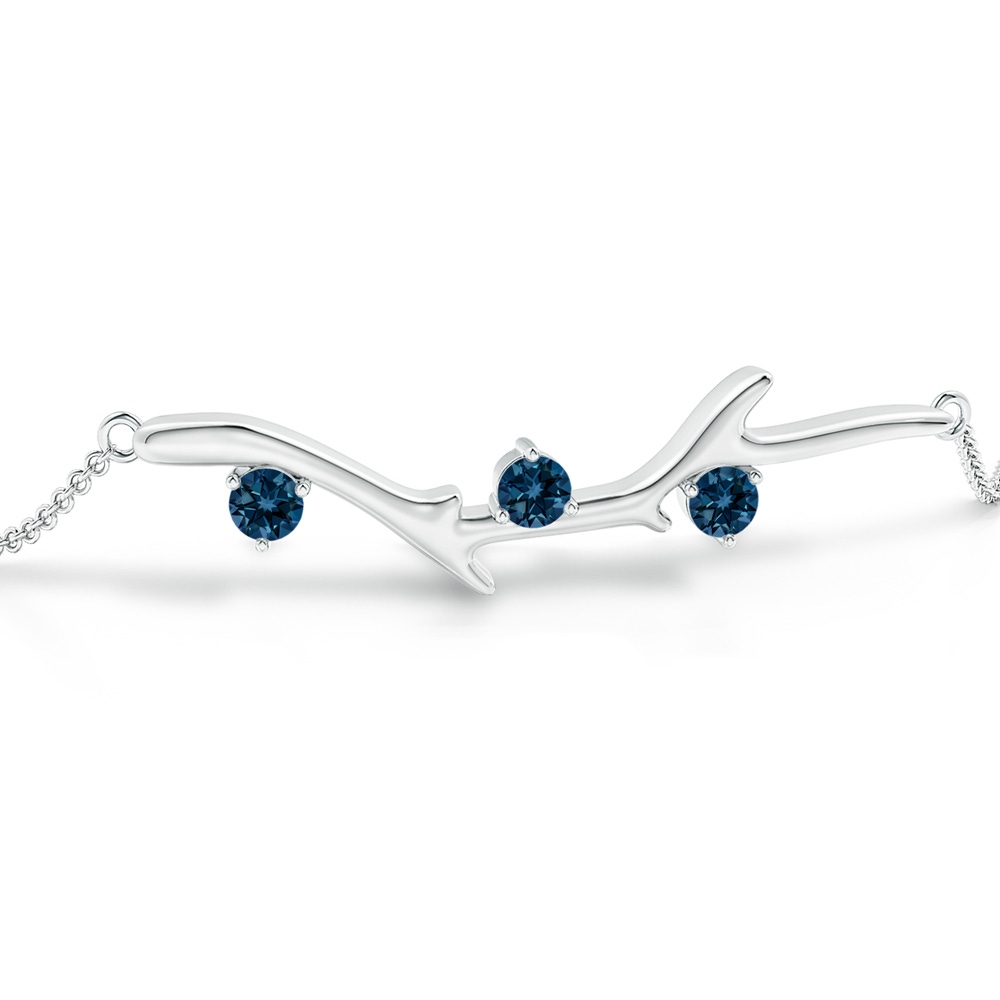 3mm AAAA Nature Inspired Round London Blue Topaz Tree Branch Bracelet in P950 Platinum - side 1