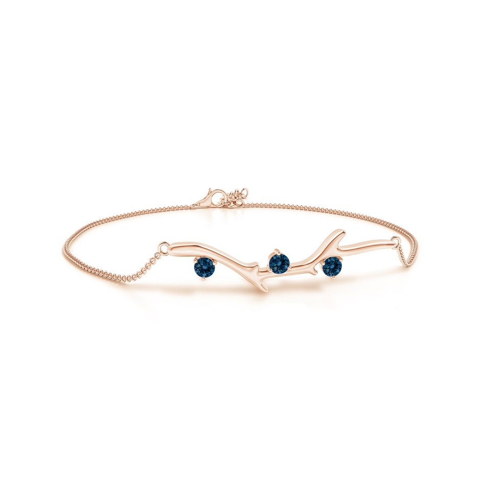 3mm AAAA Nature Inspired Round London Blue Topaz Tree Branch Bracelet in Rose Gold 