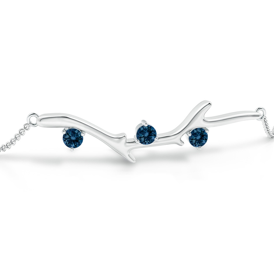 3mm AAAA Nature Inspired Round London Blue Topaz Tree Branch Bracelet in White Gold side 1