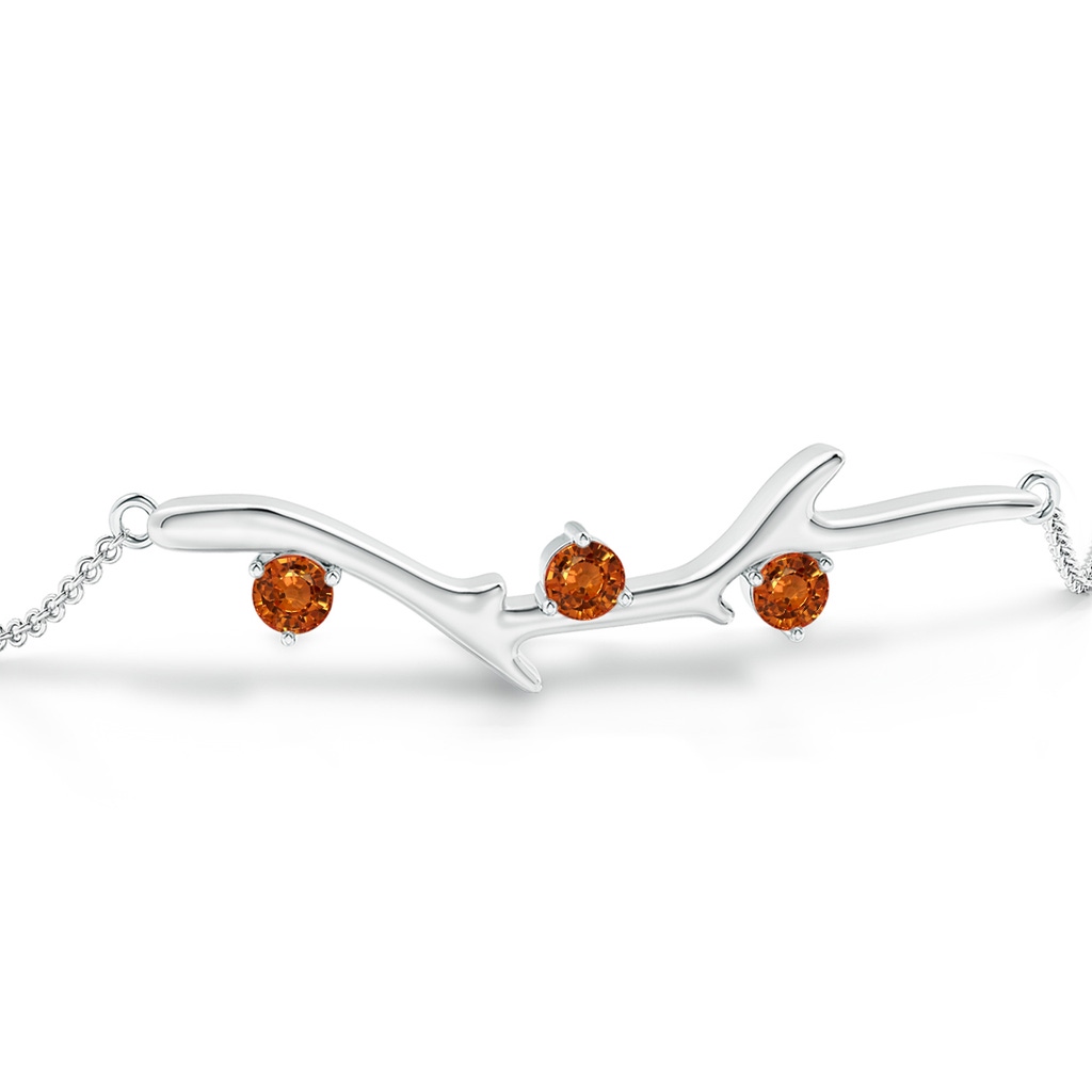 3mm AAAA Nature Inspired Round Orange Sapphire Tree Branch Bracelet in 18K White Gold - side 199