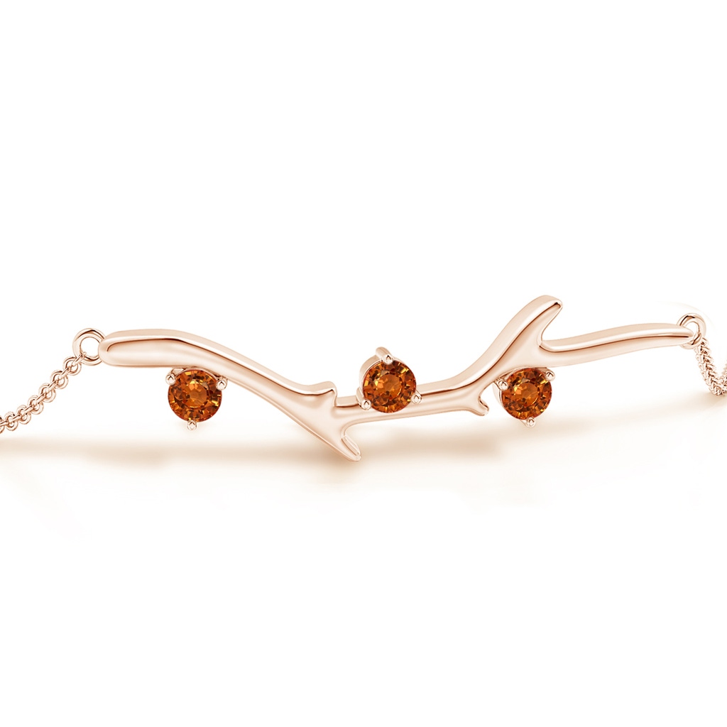 3mm AAAA Nature Inspired Round Orange Sapphire Tree Branch Bracelet in Rose Gold - side 199