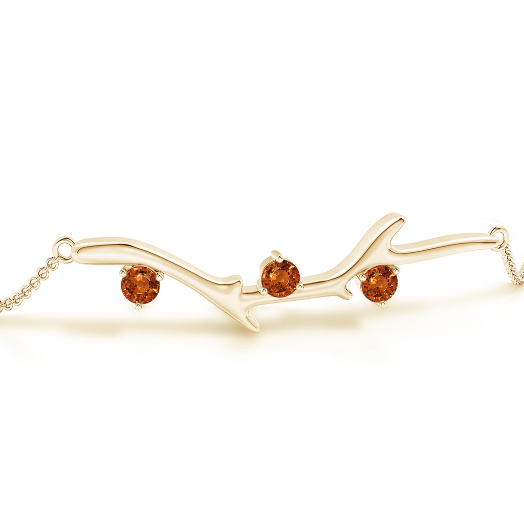 3mm AAAA Nature Inspired Round Orange Sapphire Tree Branch Bracelet in Yellow Gold - side 199