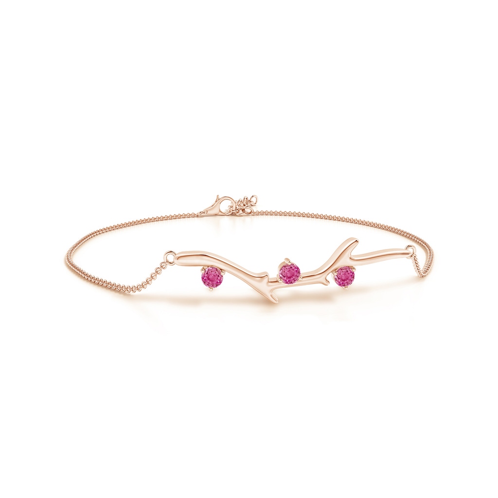 3mm AAA Nature Inspired Round Pink Sapphire Tree Branch Bracelet in Rose Gold