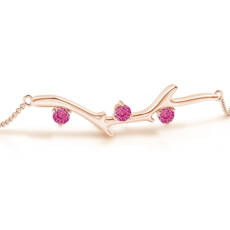 3mm AAA Nature Inspired Round Pink Sapphire Tree Branch Bracelet in Rose Gold side 1