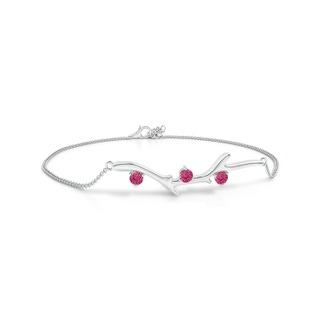 3mm AAAA Nature Inspired Round Pink Sapphire Tree Branch Bracelet in P950 Platinum