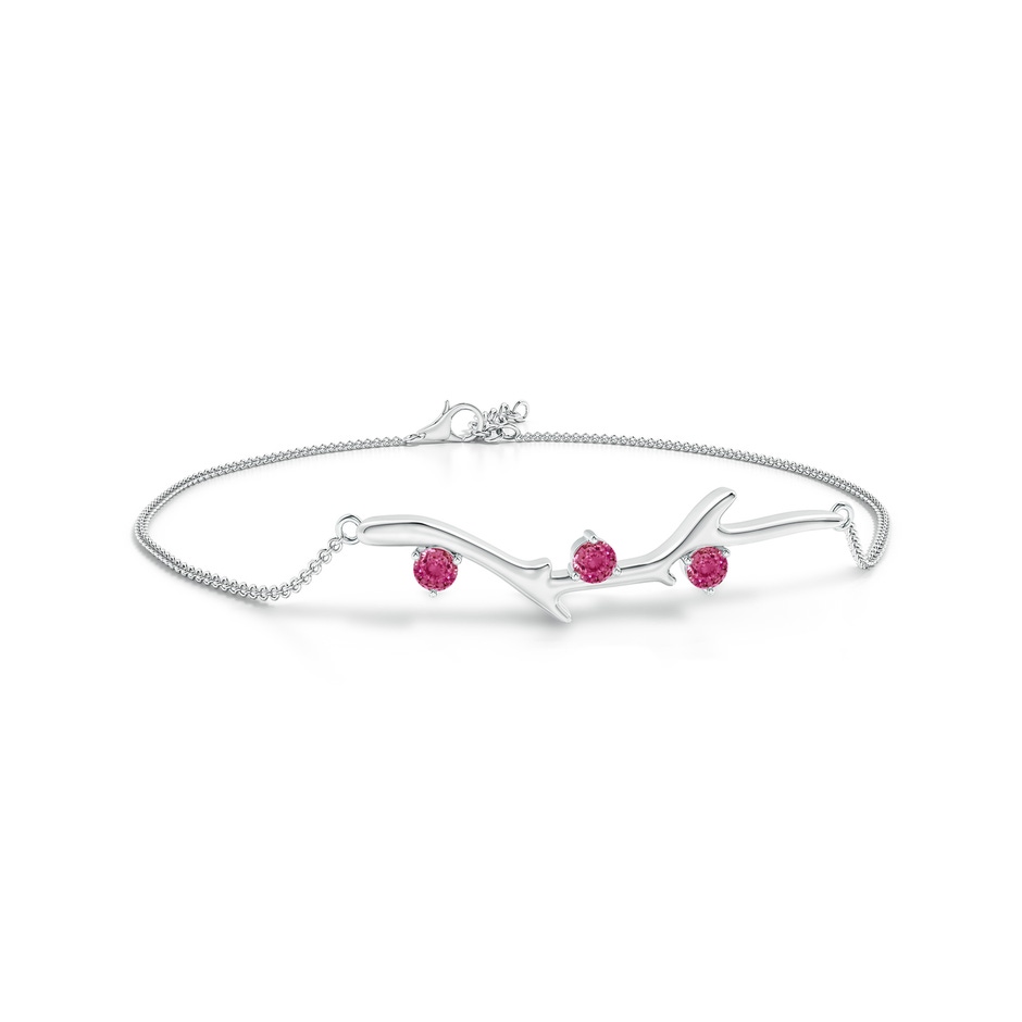 3mm AAAA Nature Inspired Round Pink Sapphire Tree Branch Bracelet in P950 Platinum 