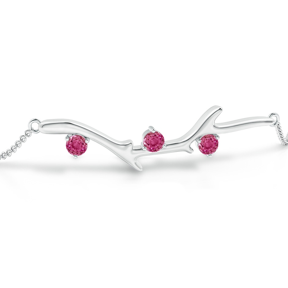 3mm AAAA Nature Inspired Round Pink Sapphire Tree Branch Bracelet in P950 Platinum side 1