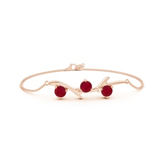 5mm AA Nature Inspired Round Ruby Tree Branch Bracelet in Rose Gold