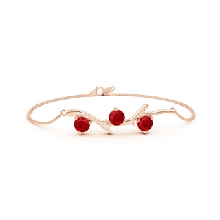 5mm AAA Nature Inspired Round Ruby Tree Branch Bracelet in Rose Gold