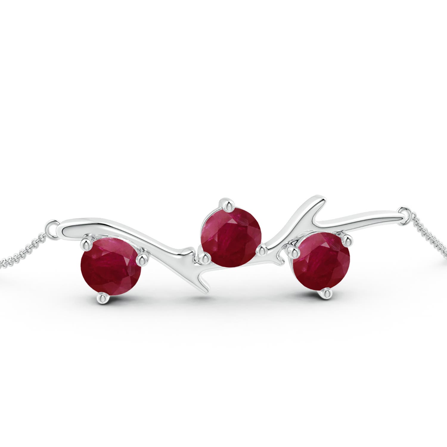 6mm A Nature Inspired Round Ruby Tree Branch Bracelet in P950 Platinum