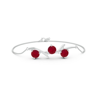 6mm AA Nature Inspired Round Ruby Tree Branch Bracelet in P950 Platinum