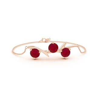 7mm AA Nature Inspired Round Ruby Tree Branch Bracelet in Rose Gold
