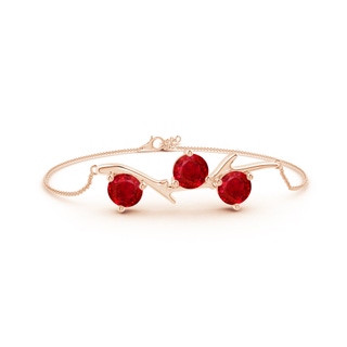 7mm AAA Nature Inspired Round Ruby Tree Branch Bracelet in 18K Rose Gold