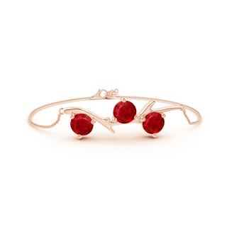 7mm AAA Nature Inspired Round Ruby Tree Branch Bracelet in 9K Rose Gold