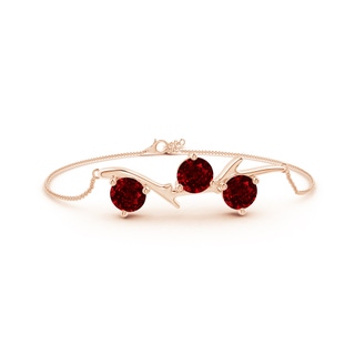 7mm AAAA Nature Inspired Round Ruby Tree Branch Bracelet in Rose Gold