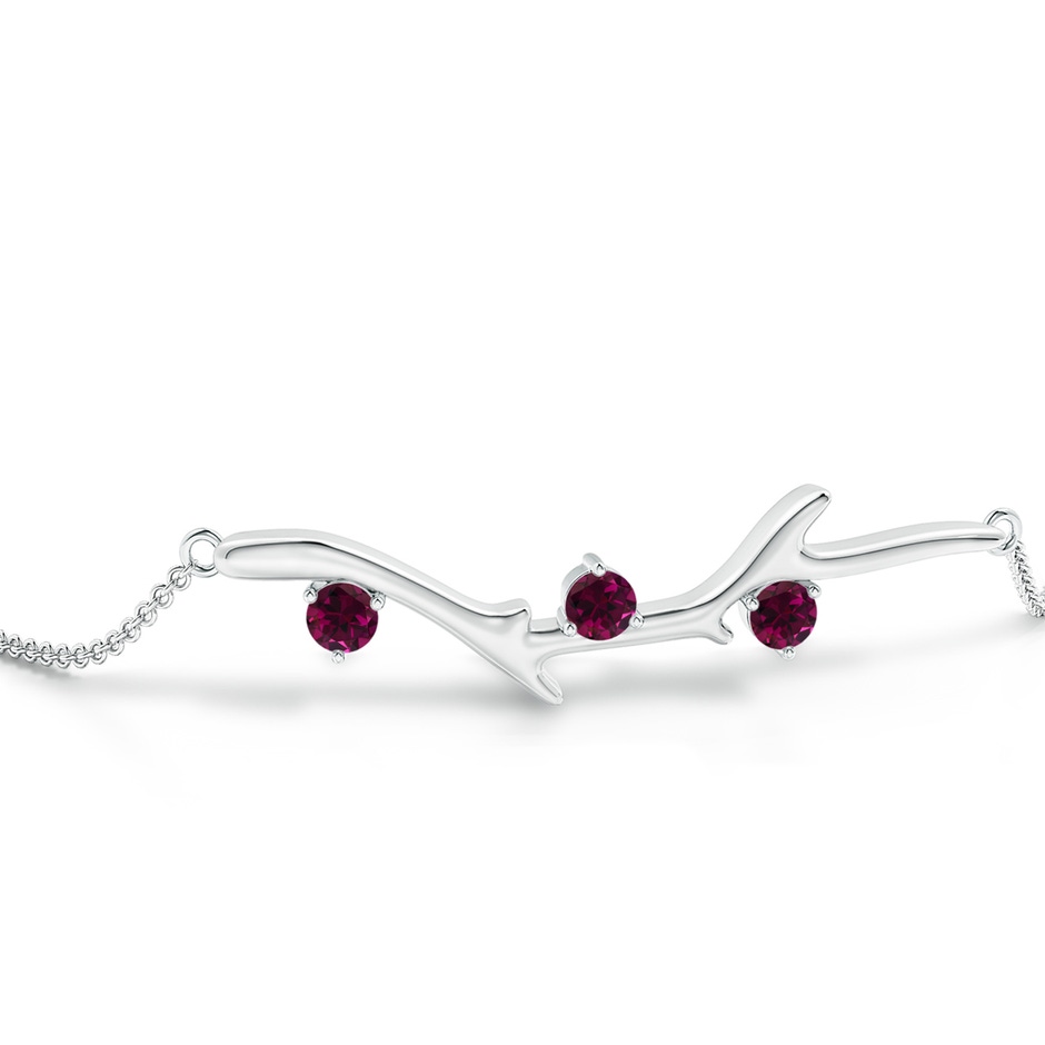 3mm AAA Nature Inspired Round Rhodolite Garnet Tree Branch Bracelet in White Gold side-1