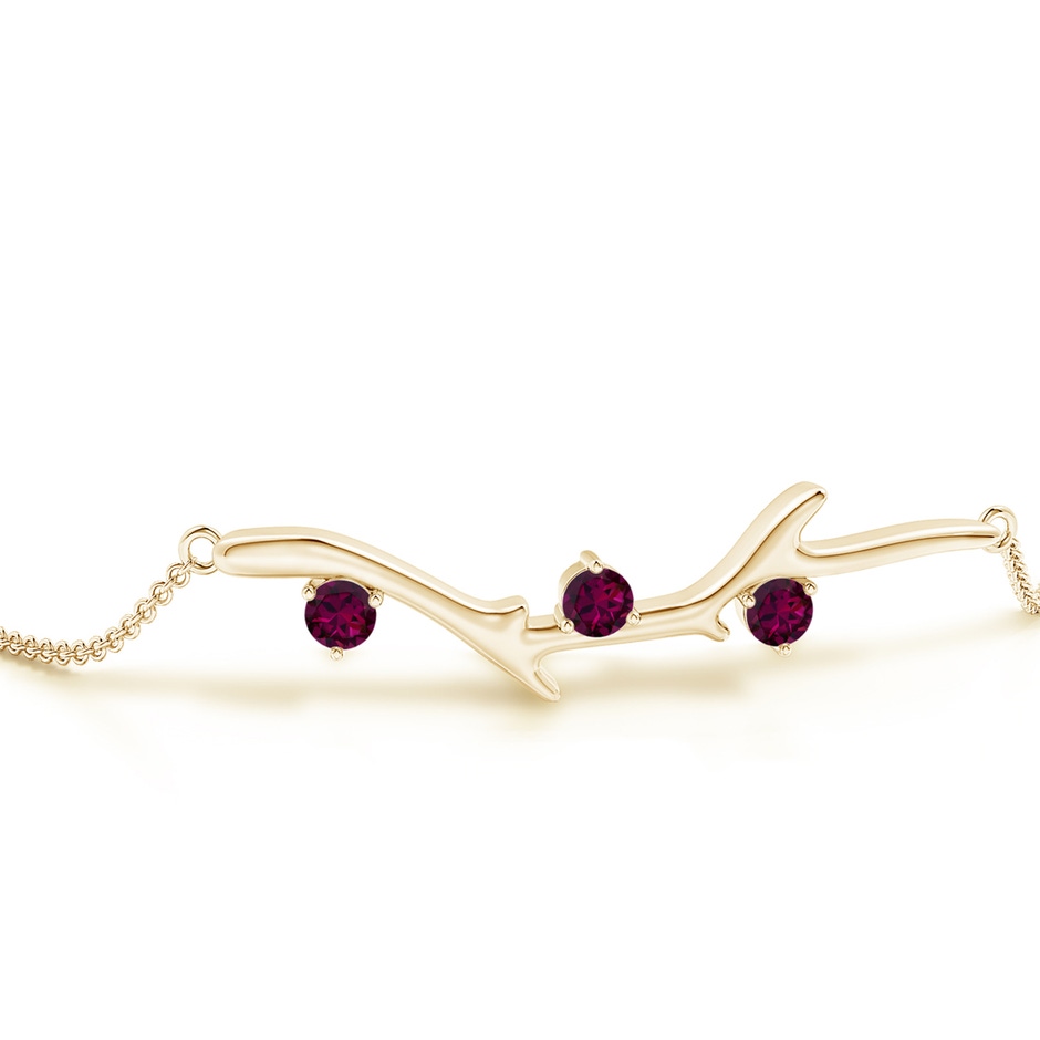 3mm AAAA Nature Inspired Round Rhodolite Garnet Tree Branch Bracelet in 18K Yellow Gold side 199