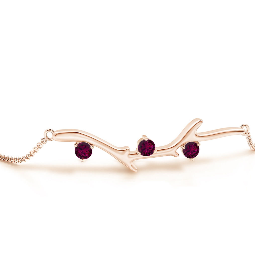 3mm AAAA Nature Inspired Round Rhodolite Garnet Tree Branch Bracelet in Rose Gold - side 199